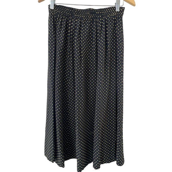 Southern Lady Polka Dot A-Line Maxi Skirt Womens 12 Black Acetate Blend - Picture 1 of 8